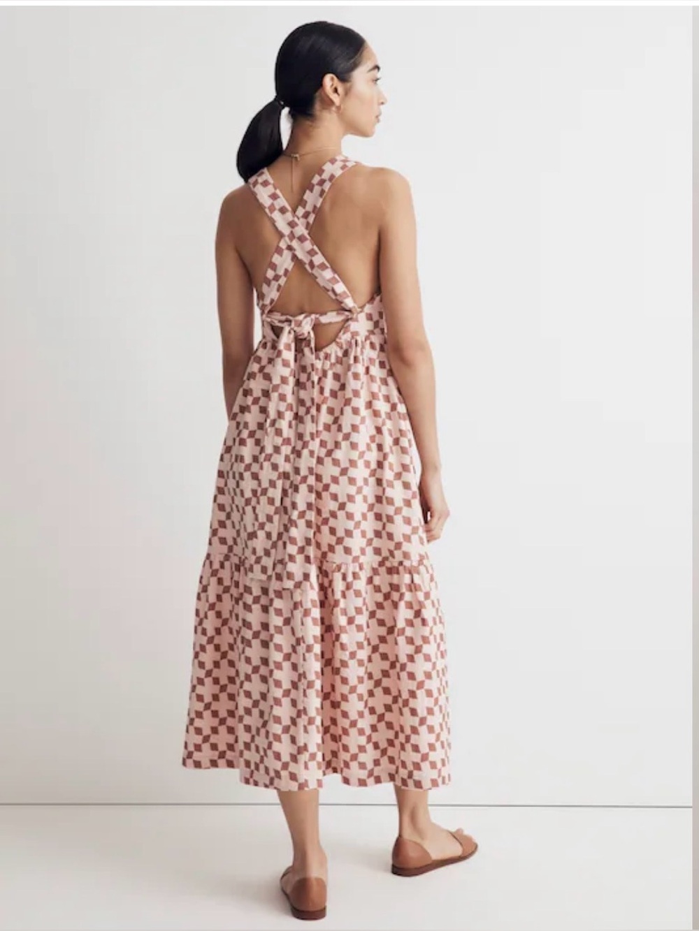 Madewell Cicely Sleeveless Tiered Midi Dress in Geo Checkerboard Size 12 - Picture 3 of 10